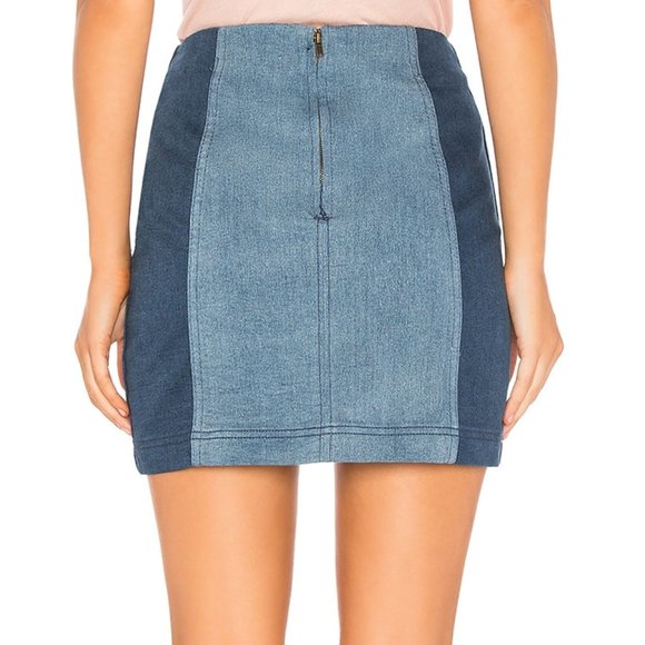 Free People Modern Femme Color Block Mini Skirt in Dark Blue - Picture 3 of 5